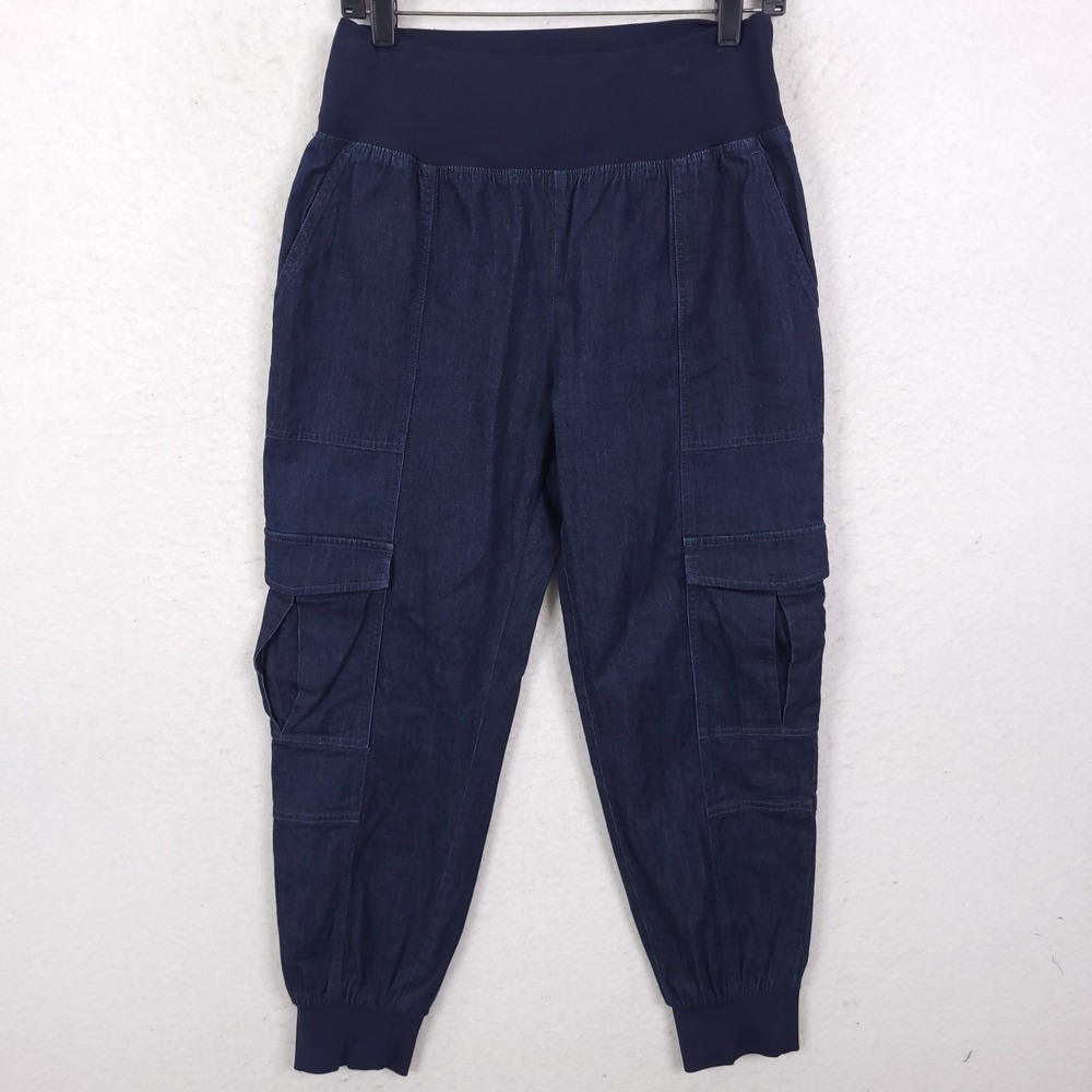 Cinq a Sept Giles Cargo Jogger Pants Womens Size M Blue Indigo Denim Utility
